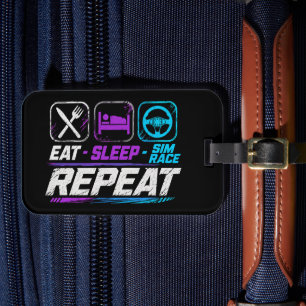 Eat Sleep Sim-Rennen Wiederholen für Sim-Racing-Fa Gepäckanhänger