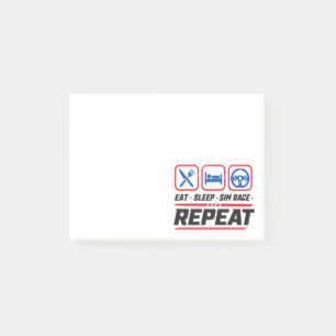 Eat Sleep Sim-Rennen Wiederholen für Sim-Racing-Fa Post-it Klebezettel