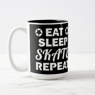 Eat Sleep Skate Wiederholung, Roller Derby Zweifarbige Tasse