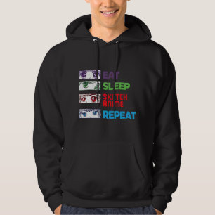 Eat Sleep Sketch Anime Wiederholung Sketching Funn Hoodie
