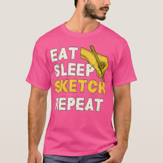 Eat Sleep Sketch Wiederholung Anime Otaku Geschenk T-Shirt