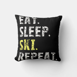 Eat Sleep Ski Repeat - Fun Ski Geschenk Kissen