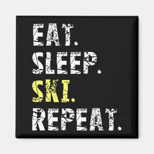 Eat Sleep Ski Repeat - Fun Ski Geschenk Magnet