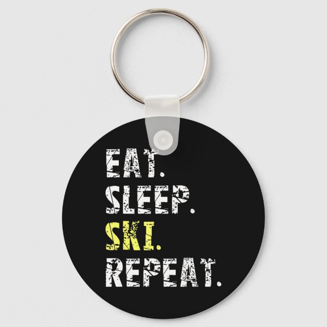 Eat Sleep Ski Repeat - Fun Ski Geschenk Schlüsselanhänger (Vorderseite)