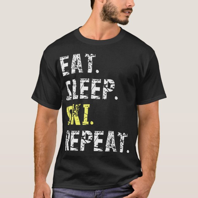 Eat Sleep Ski Repeat - Fun Ski Geschenk T-Shirt (Vorderseite)