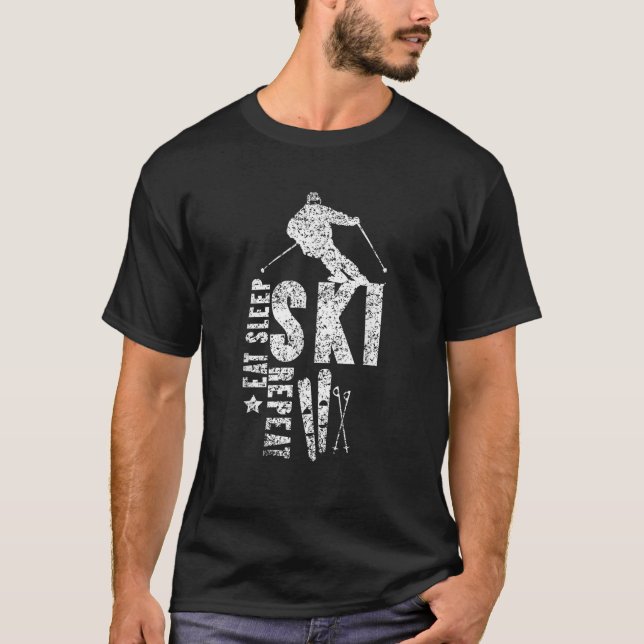 Eat Sleep Ski Repeat s Skiing Skier Gift  T-Shirt (Vorderseite)