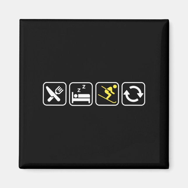 Eat Sleep Ski Repeat _ Skiing Lovers _ Skiers _ Wi Magnet (Vorne)