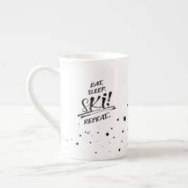 Eat Sleep Ski Repeat - Spezial-Tasse Prozellantasse