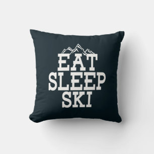 Eat Sleep Ski Typografie Moderne Kissen