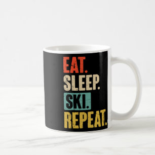Eat Sleep Ski Wiederholung - Funny Retro Vintag Sk Kaffeetasse