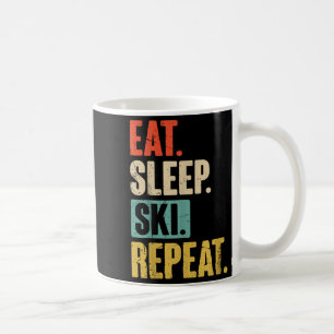 Eat Sleep Ski Wiederholung - Funny Retro Vintag Sk Kaffeetasse