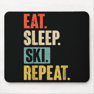 Eat Sleep Ski Wiederholung - Funny Retro Vintag Sk Mousepad