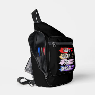 Eat Sleep Ski Wiederholung kühne Skischuhdesign Crossbody Bag