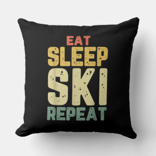 Eat Sleep Ski Wiederholung Skifahren Skifahrer Fun Kissen