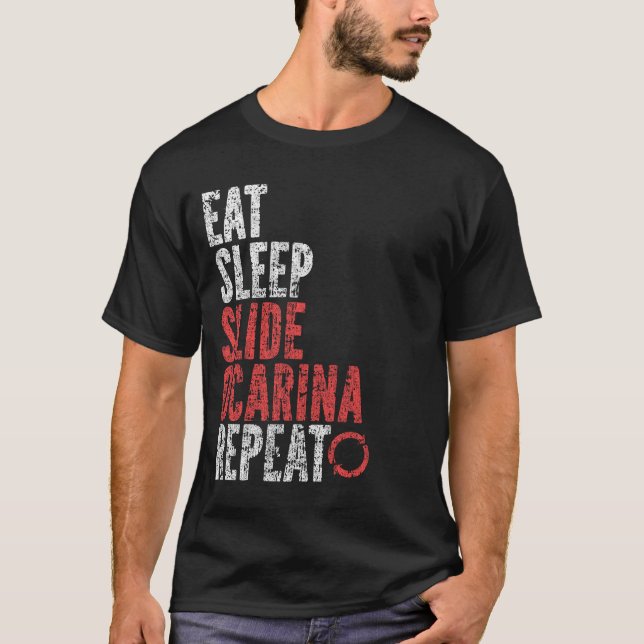 Eat Sleep Slide Ocarina wiederholen T-Shirt (Vorderseite)