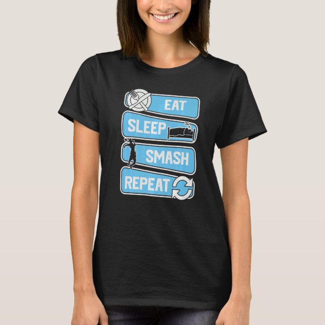 Eat Sleep Smash Repeat Badminton T-Shirt (Vorderseite)