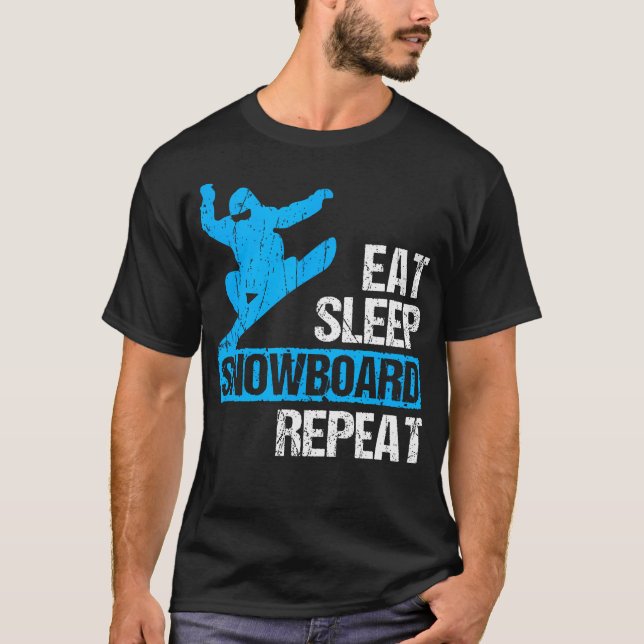 Eat Sleep Snowboard Repeat Funny Winter T-Shirt (Vorderseite)