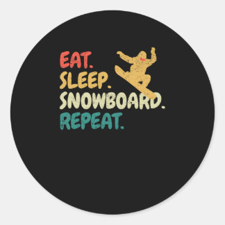 Eat Sleep Snowboard Wiederholung Snowboarder Funny Runder Aufkleber