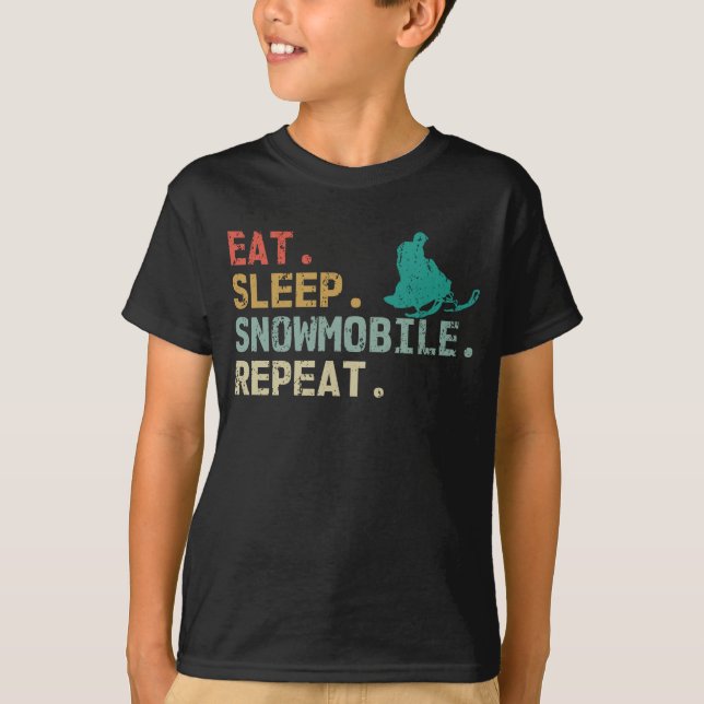 Eat Sleep Snowmobile Repeat Retro snowmobile T-Shirt (Vorderseite)