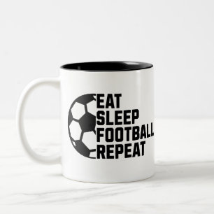 Eat Sleep Soccer Repeat – Minimaler Sport Zweifarbige Tasse