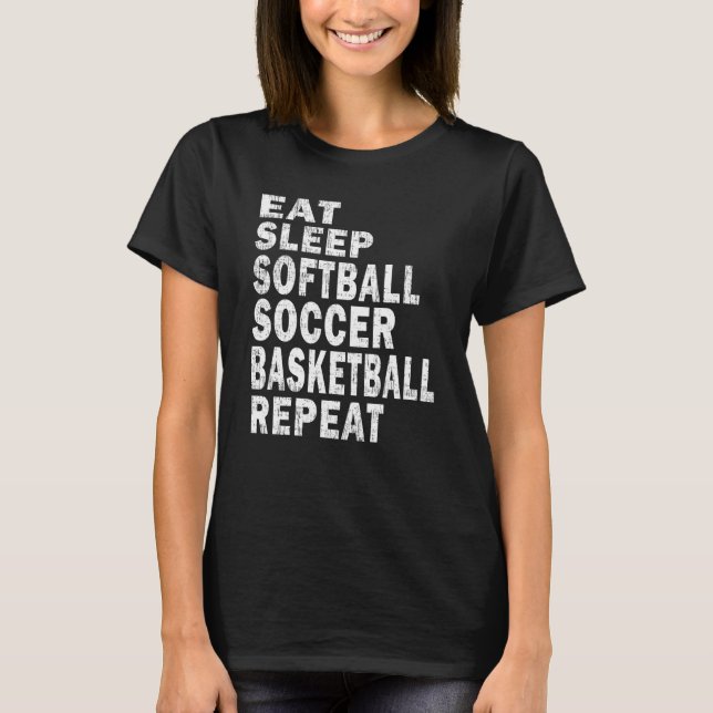 Eat Sleep Softball Soccer Basketball Repeat  Boys T-Shirt (Vorderseite)