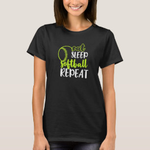 Eat Sleep Softball Wiederholen American US Sports T-Shirt