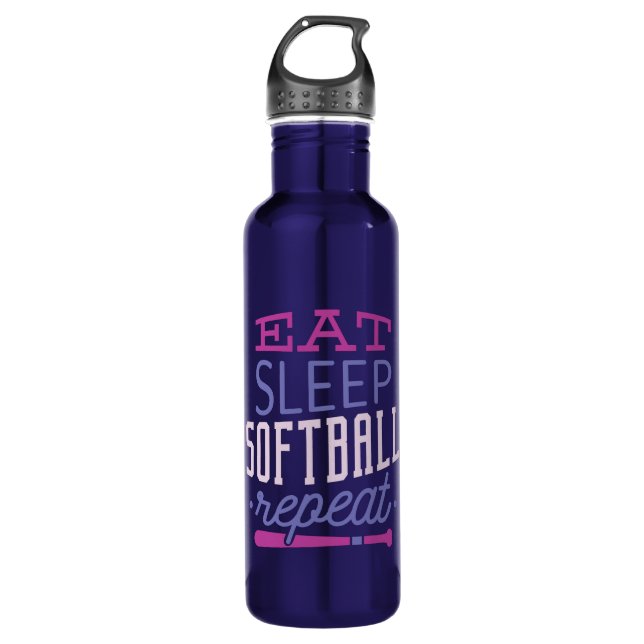Eat Sleep SoftBall wiederholen Edelstahlflasche (Vorderseite)