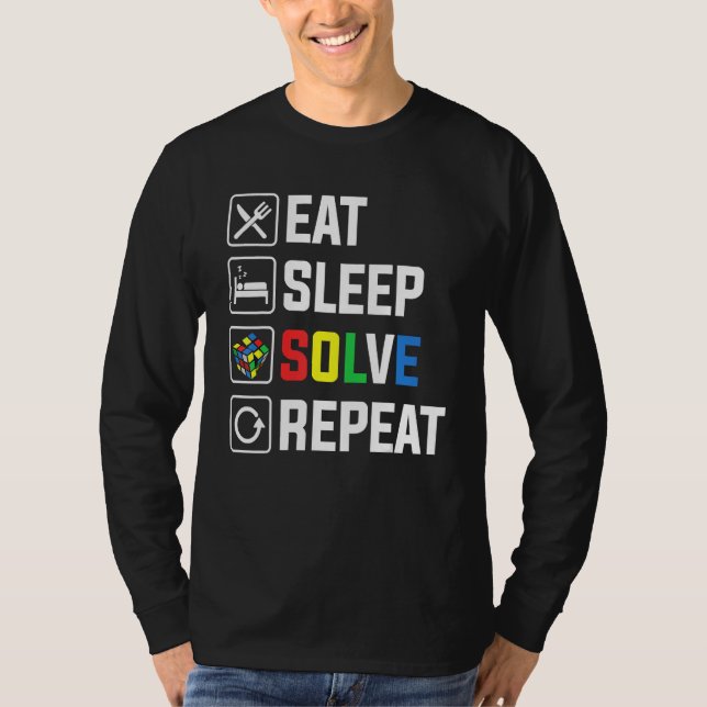 Eat Sleep Solve Repeat Cube Puzzle Speed Cubing T-Shirt (Vorderseite)