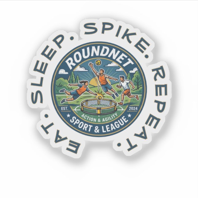 Eat. Sleep. Spike. Repeat. Aufkleber (Vorderseite)