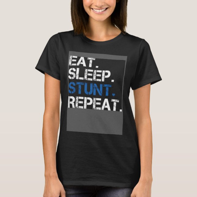 Eat Sleep Stunt Repeat Blue Cheerleader Girl Gift  T-Shirt (Vorderseite)