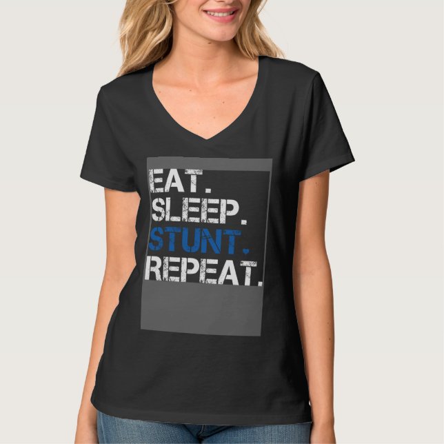 Eat Sleep Stunt Repeat Blue Cheerleader Girl Gift  T-Shirt (Vorderseite)