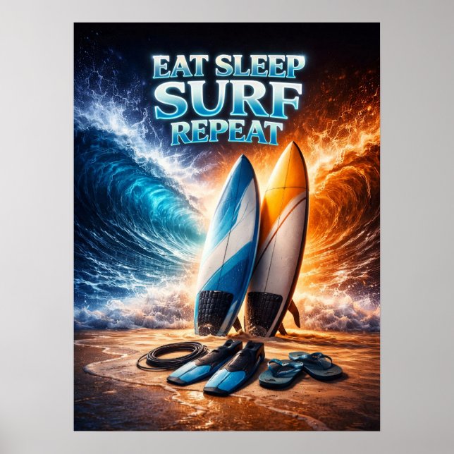 Eat Sleep Surf Retro Poster (Vorne)