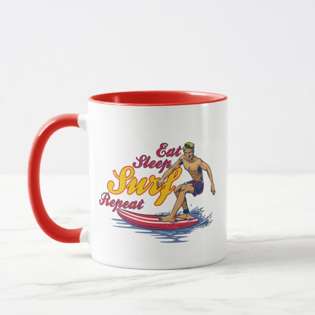 Eat Sleep Surf Wiederholung Cooles Geschenk für Su Tasse (Links)