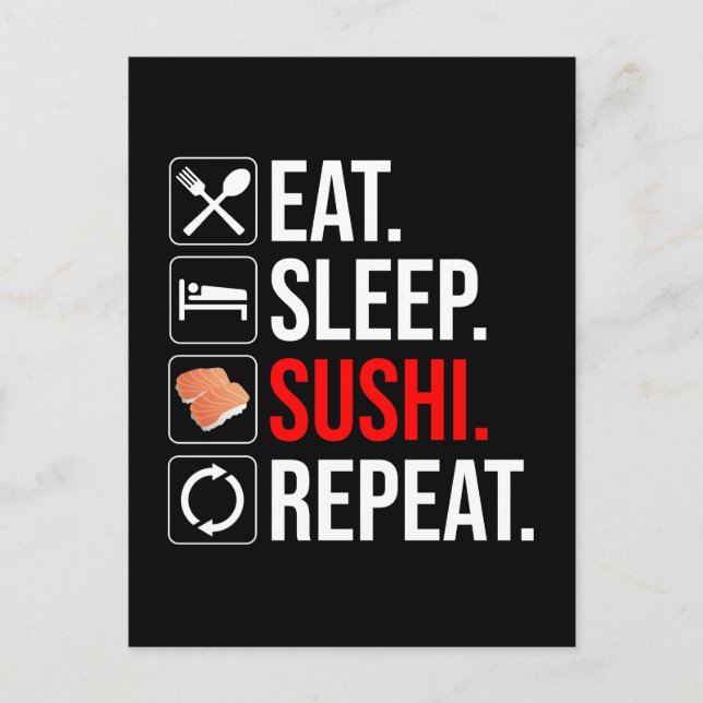 Eat. Sleep. Sushi. Repeat Postkarte (Vorderseite)