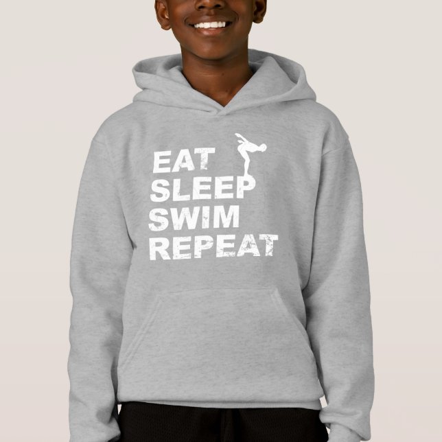 Eat Sleep Swim Wiederholung - Funny Zitat für Schw Hoodie (Vorderseite)