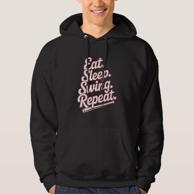 Eat Sleep Swing Repeat Baseball Routine Hoodie (Vorderseite)