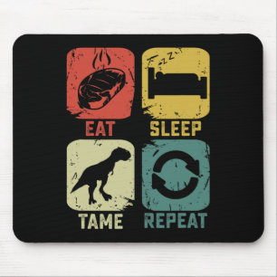 Eat Sleep Tame Wiederholung Dinosaur Gaming Geek F Mousepad