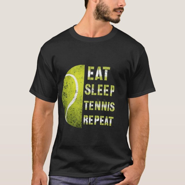Eat Sleep Tennis Repeat Custom Name Funny Sports  T-Shirt (Vorderseite)