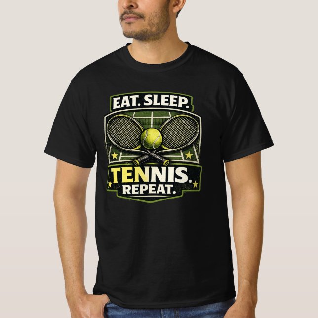 Eat Sleep Tennis Repeat T-Shirt – Funny Tennis Lov (Vorderseite)