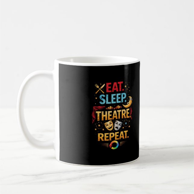 Eat, Sleep, Theatre, Repeat Kaffeetasse (Links)