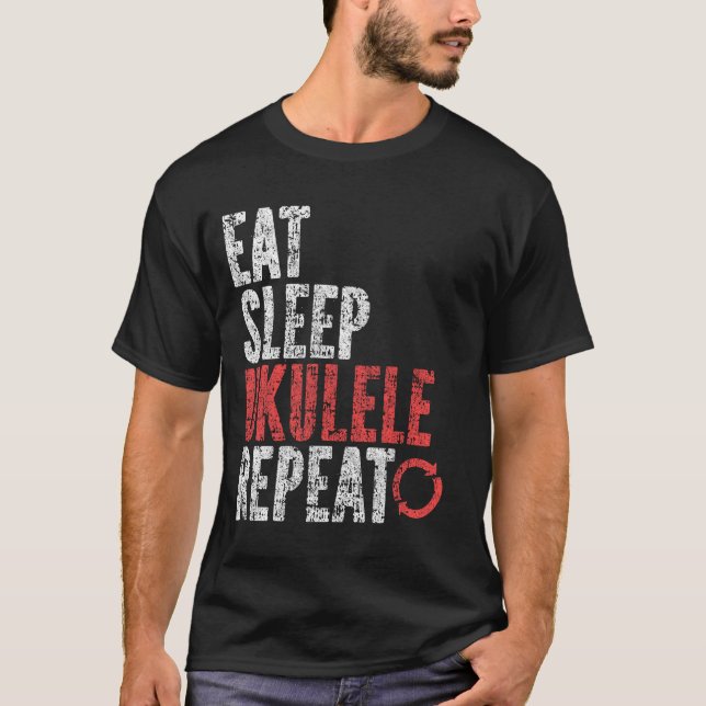 Eat Sleep Ukulele Repeat T-Shirt (Vorderseite)