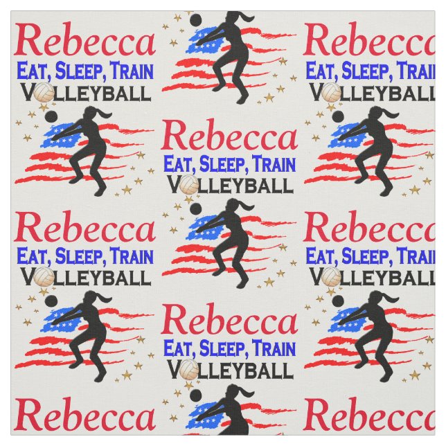 EAT SLEEP VOLLEYBALL USA PERSONALISIERT FABRIC STOFF (Muster)