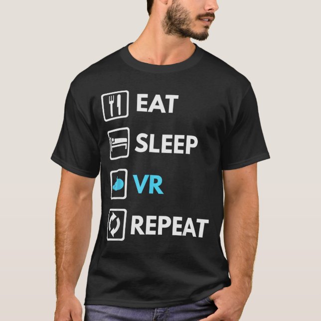 Eat Sleep Vr Repeat Funny Vr Gamer Boy Vr Athlete  T-Shirt (Vorderseite)