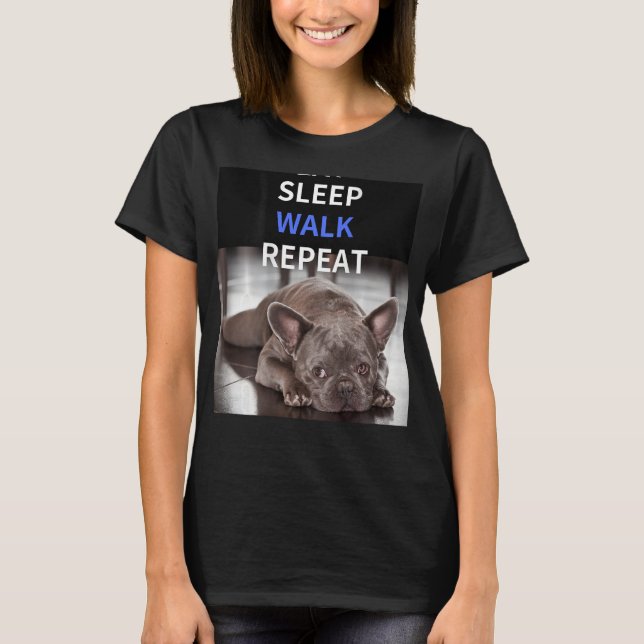 EAT SLEEP WALK REPEAT Bulldog Back Logo Kurz Slee T-Shirt (Vorderseite)