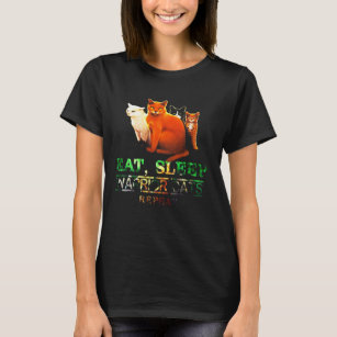 Eat Sleep Warrior Katzen Wiederholen Funny Cat Lov T-Shirt