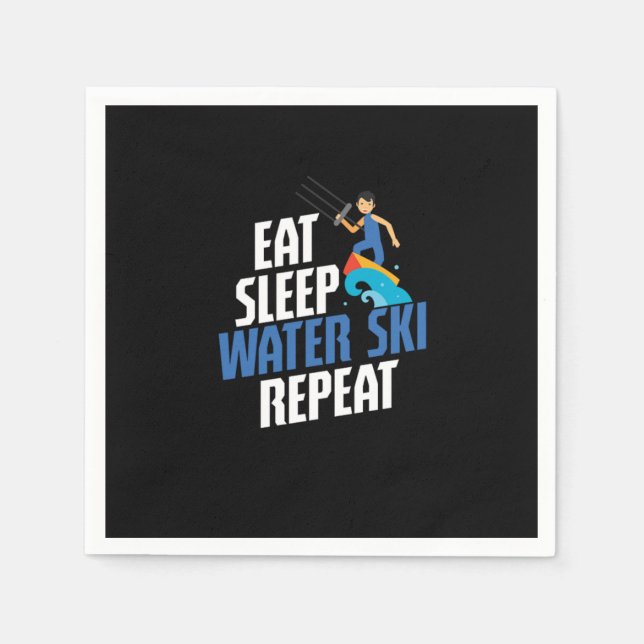 Eat Sleep Water Ski Repeat Water Skiing Skier Serviette (Vorderseite)