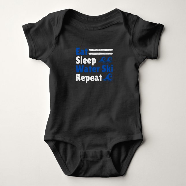 Eat Sleep Water Ski Wiederholung Baby Strampler (Vorderseite)