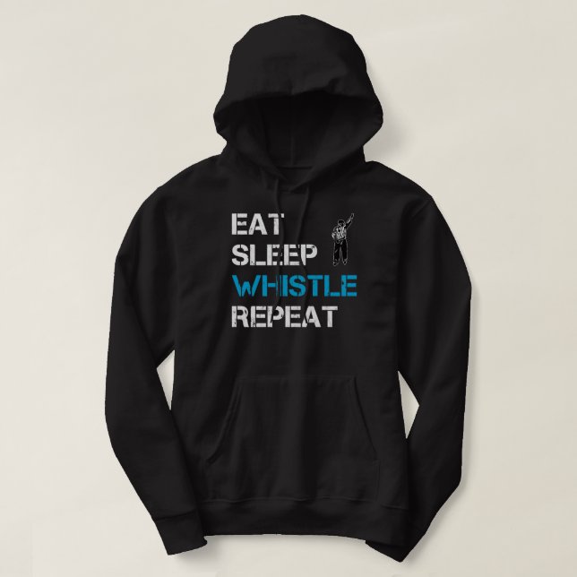 Eat Sleep Whistle Repeat Ice Hockey Referenten Ref Hoodie (Design vorne)