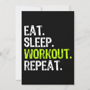 Eat Sleep Workout Wiederholung Funny Work Out Gym  Einladung