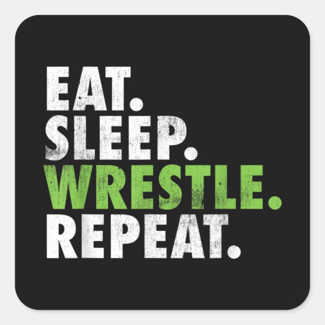 Eat Sleep Wrestle Repeat - Wrestler Boy Men Quadratischer Aufkleber (Vorderseite)